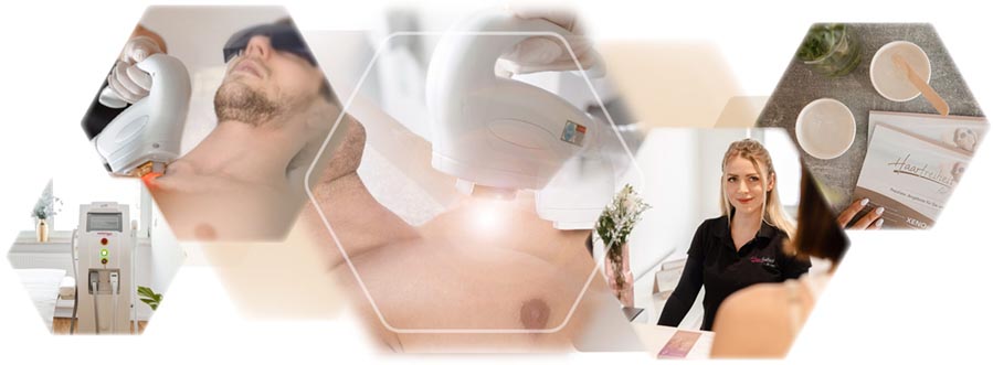 Fotokollage Behandlung und Service bei Haarfreiheit